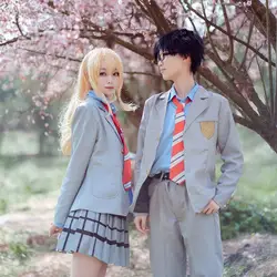 Your Lie in April Miyazono Kaori Cosplay Costumes Arima Kousei Pants Coat Jacket Skirt School Uniform Men Girls Halloween Suit