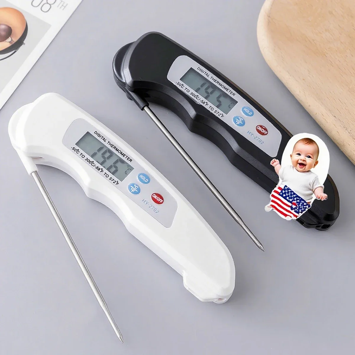 

Folding probe thermometer-baby food and water thermometer, providing accurate reading, accurate and reliable water thermometer