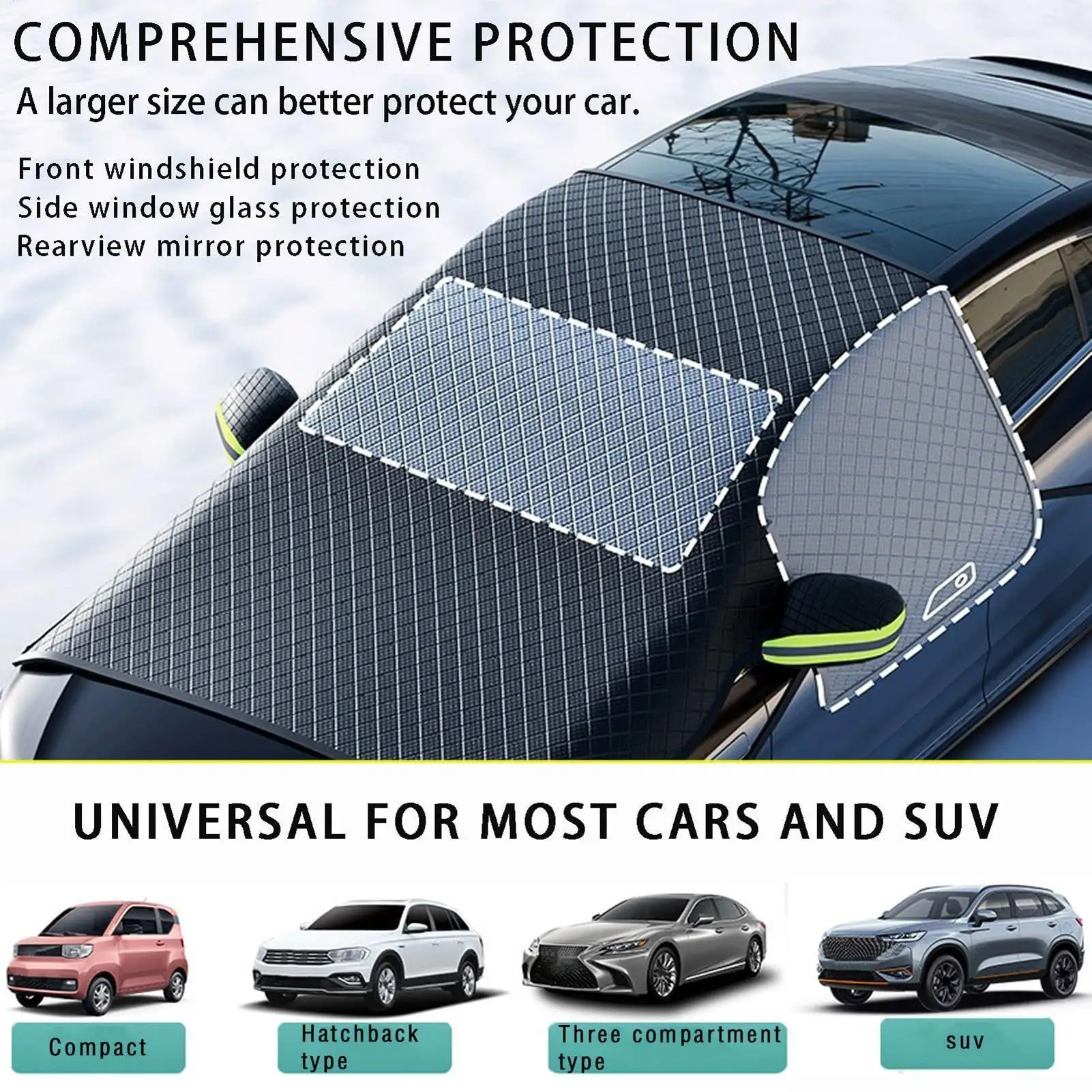 Auto Windshield Snow Cover 263x117cm Heavy Duty Waterproof Protector Weatherproof Glass Sun Visor Anti Freeze Car Accessories