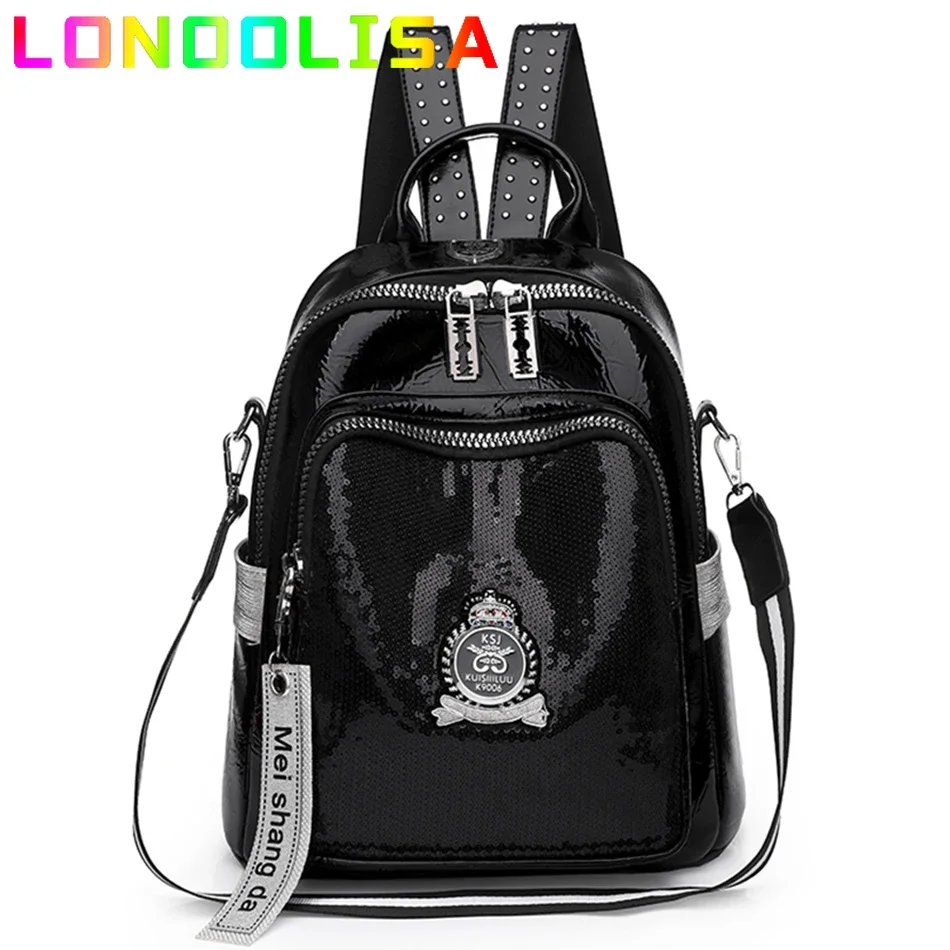 Fashion Women Sequins Backpack 3 In 1 Lady Bookbag for Girls Female Travel Bagpack Shopper Shoulder Bag Large Capacity Rucksack