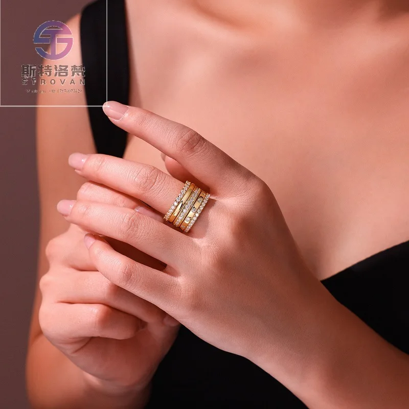 

925 Silver GRA Certificate D Colour Moissanite Women Ring Charms 18K Gold Plate Stackable Ring Set for Women