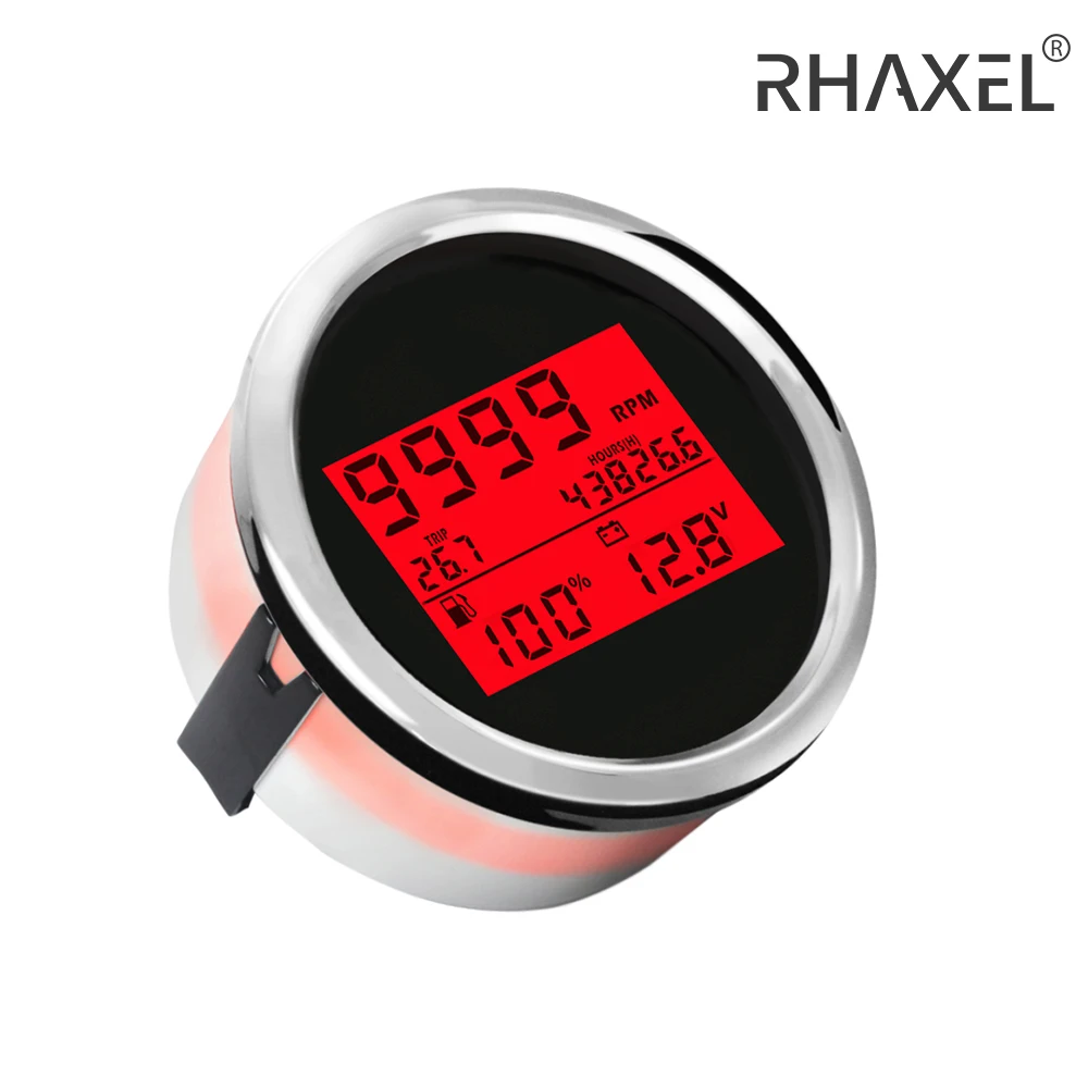 

RHAXEL 3 3/8Inches Motorcycle Car 3in1 Multi-Function Guage Tachometer 9999RPM with Fuel Level Water Level Water Temp. 12V 24V