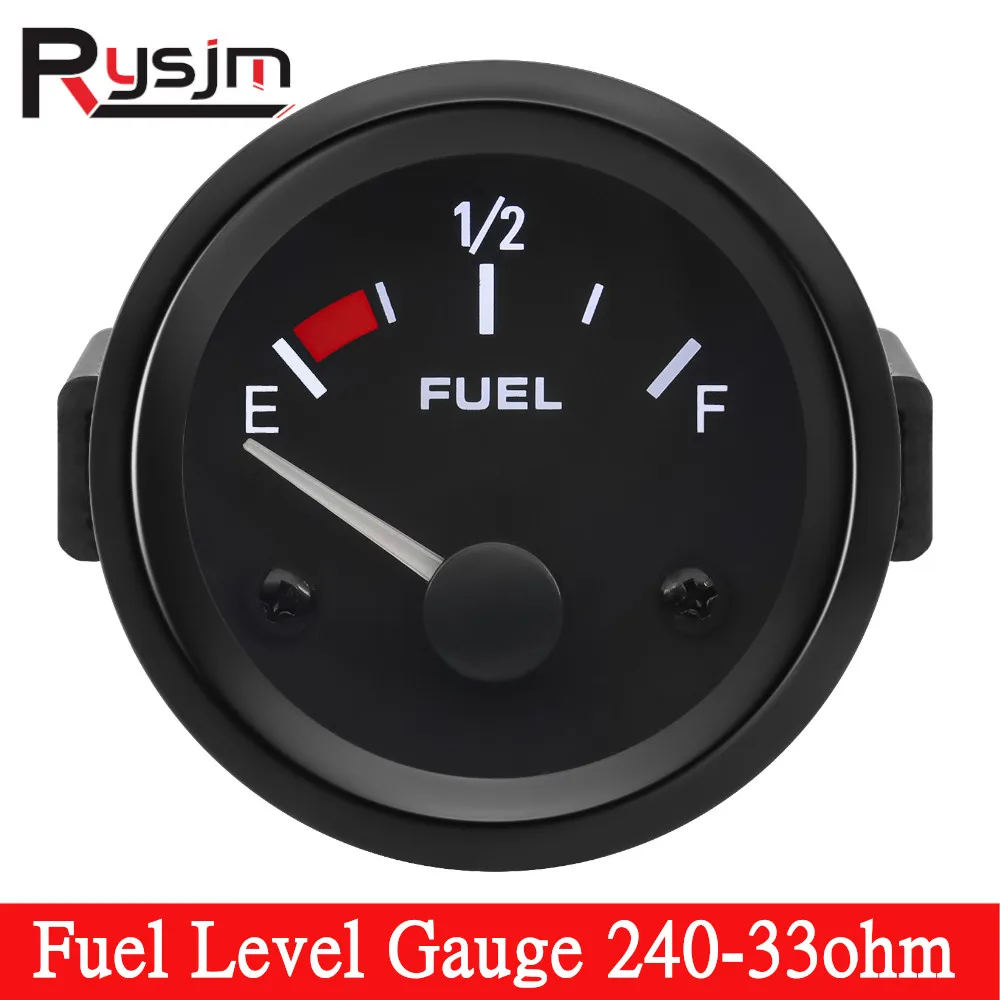 12V 2'' 52mm Fuel Level Gauge Pointer Car Fuel Tank Meter High Sensitivity with LED Backlight Rim Automotive Gauges 240-33ohm