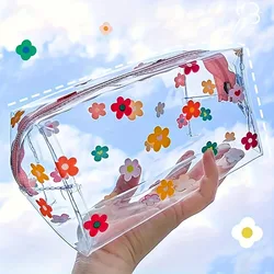 Waterproof Toiletry Organizer Cute Print Avocado Flower Peach Travel Cosmetic Bag Transparent Makeup Bags for Women Girls Clear