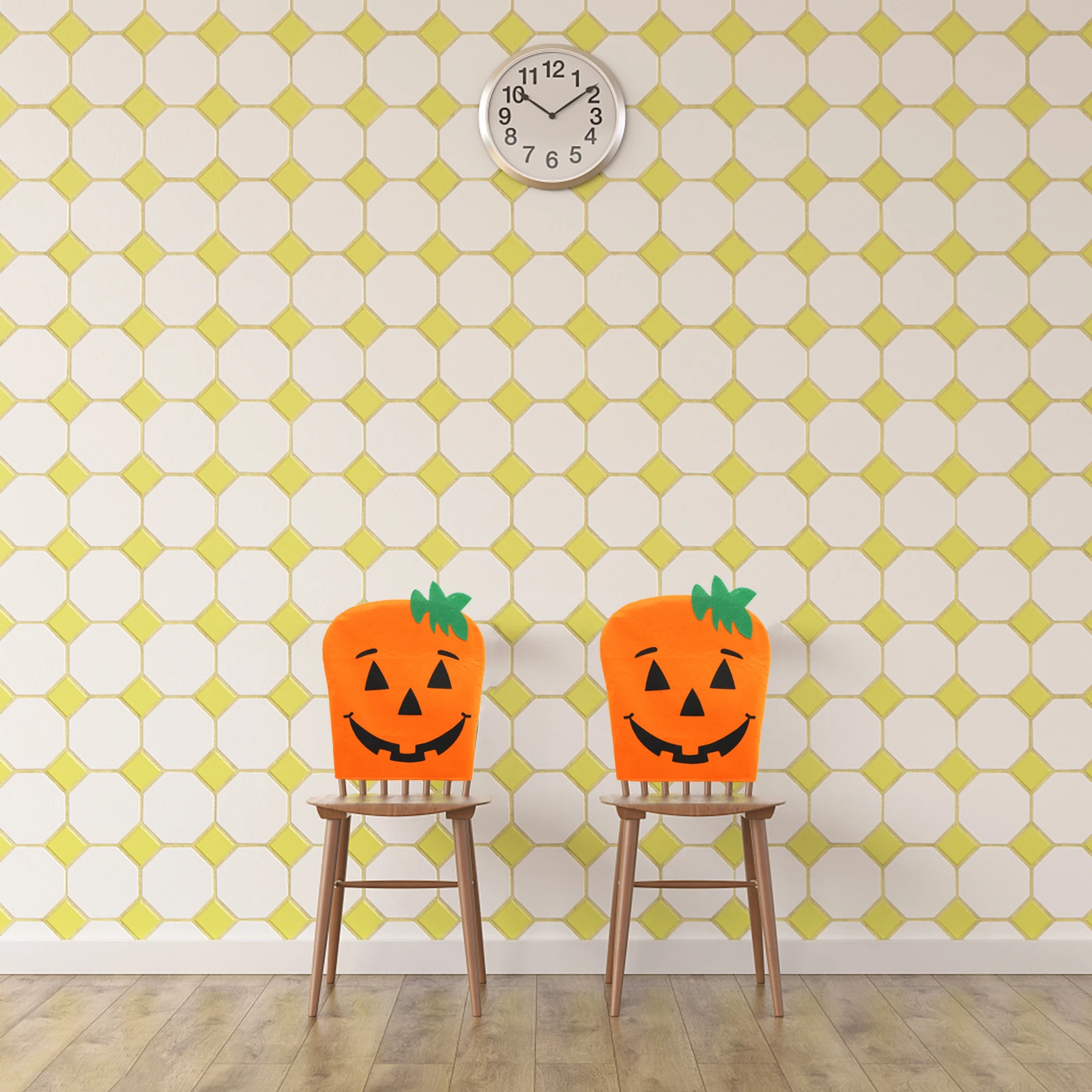 

2pcs Pumpkin Face Covers Halloween Chair Slipcovers Fall Autumn Party Dining Nonwoven Fabric Spooky Face Chair for Wedding