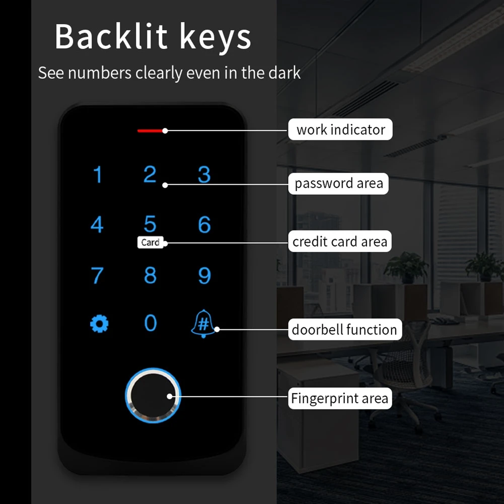 A14M Tuya APP Контроль доступа Клавиатура Bluetooth Пульт дистанционного управления RFID IC M1 Карта Отпечаток пальца Клавиатура доступа TF9-Tuya
