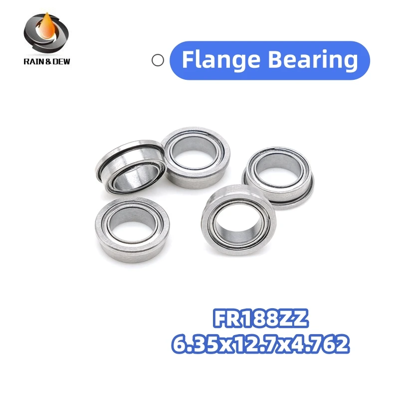 2/10Pcs R188 6.35x12.7x4.762mm Yoyo Bearing Flanged Hybrid/Full Ceramic Stainless Steel Gold CNC Polished Unresponsive