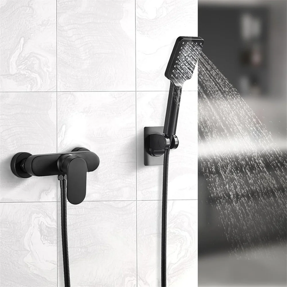 Black Zinc Alloy Shower Mixer Tap With Adjustable Mounting Hole For Bathroom Shower Mixing Valve Faucet Switch