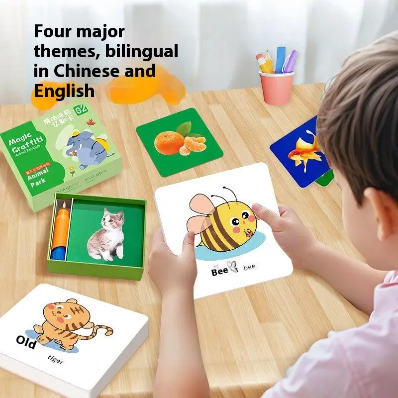 การ์ดความรู้ความเข้าใจเปลี่ยนสีเมื่อเผชิญกับน้ํา Montessori ของเล่นสําหรับทารก Early Education แฟลชการ์ดเด็กปริศนาของเล่น