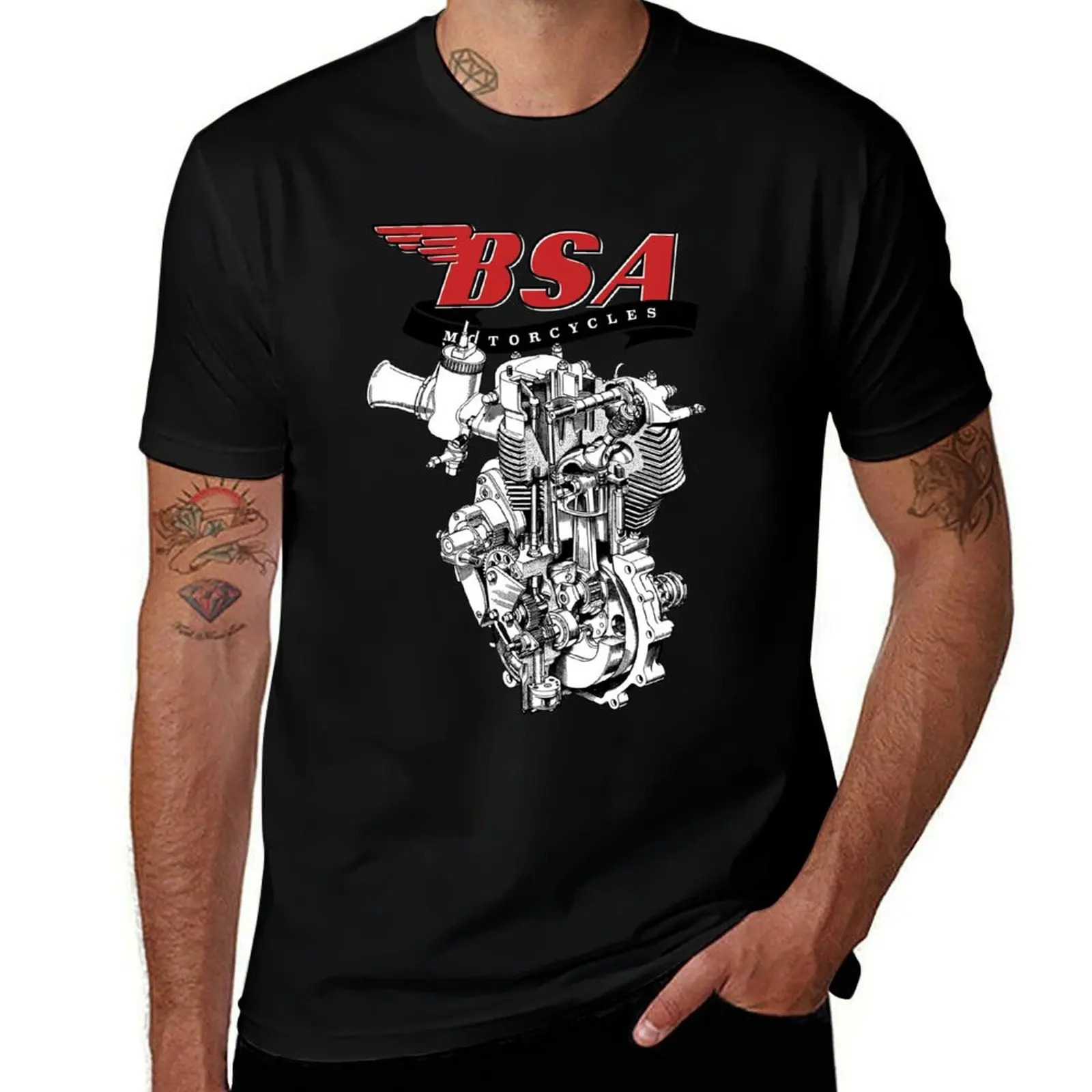 

Британский классический мотоцикл-футболка BSA Goldstar Engine, мужская футболка, хлопковая мужская футболка, роскошная футболка