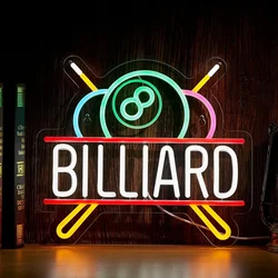 Billiards Neon Sign LED Neon Light Sign Wall Decor for Game Room Pub Bar Billiard Room Bedroom Man Cave USB Powered