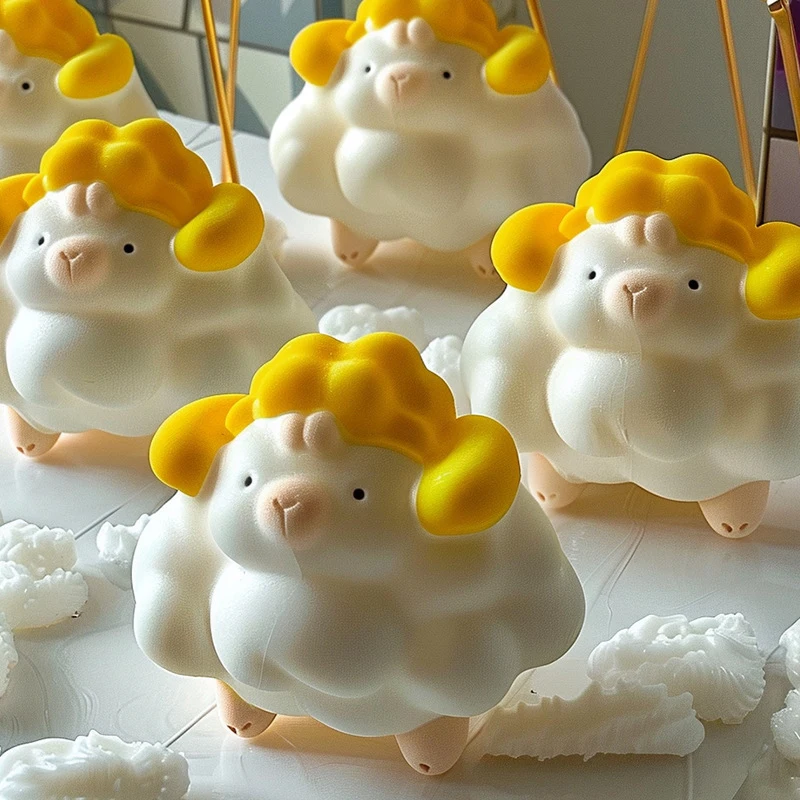 3D羊の形をしたシリコンゼリーモールド,キャンドル型,日曜大工,かわいい,羊のディフューザー,石,手作り石鹸,ギフト,キッチンベーキング