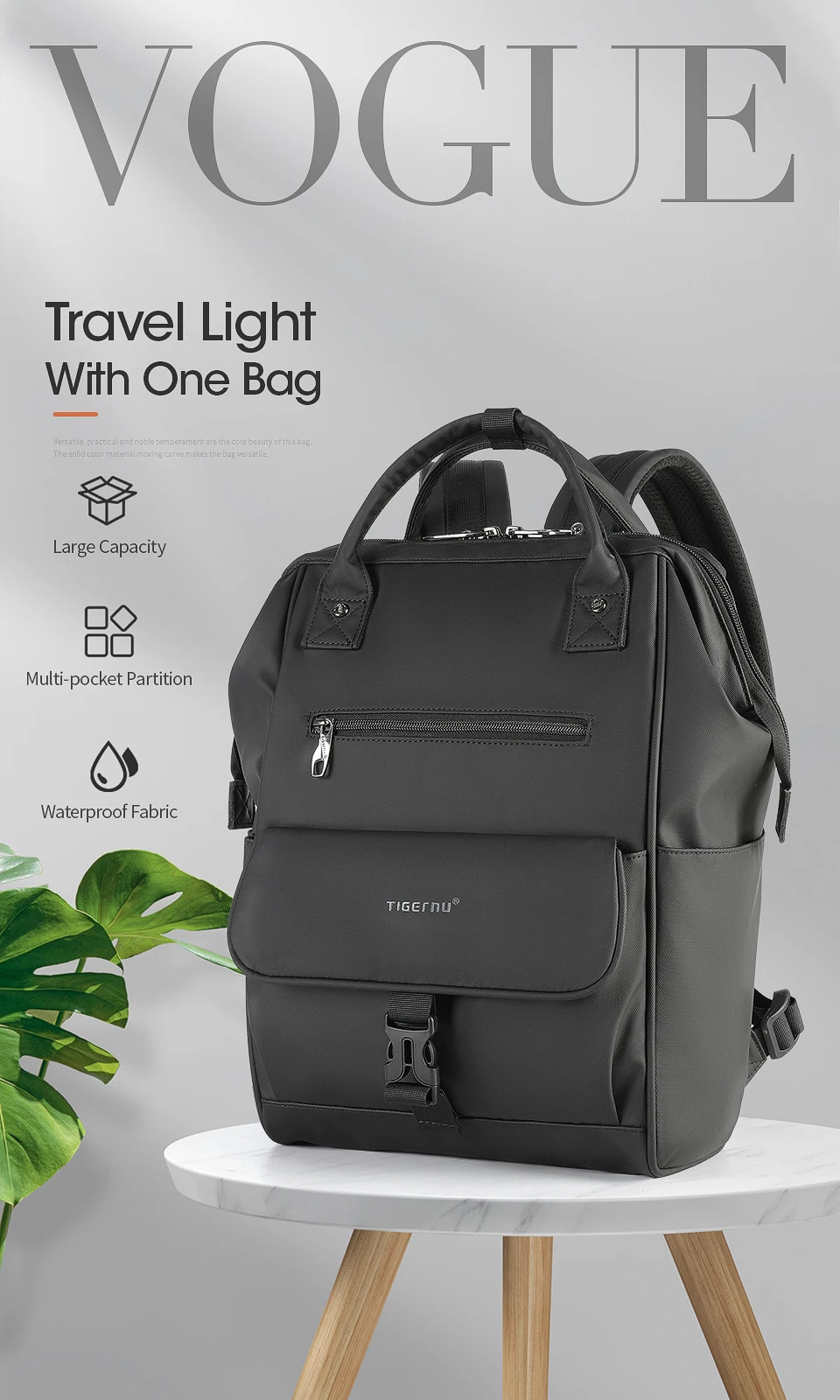 Tigernu Neue Damen Casual Rucksack Für Frauen Spritzwassergeschützt TPU Reise Camping Weibliche Handtaschen Leichte Wandern Schule Rucksäcke – Detail 1