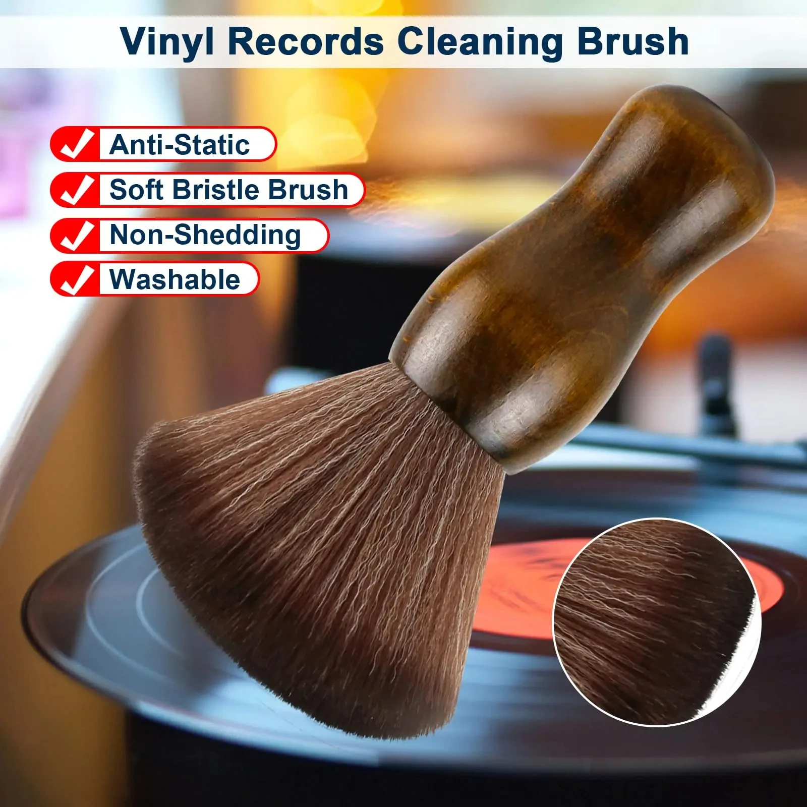 Vinyl Record Cleaner Anti-Static Dust Cleaning Record Brush for Vinyl Albums LP CD Cartridge/Keyboard/Camera Lens