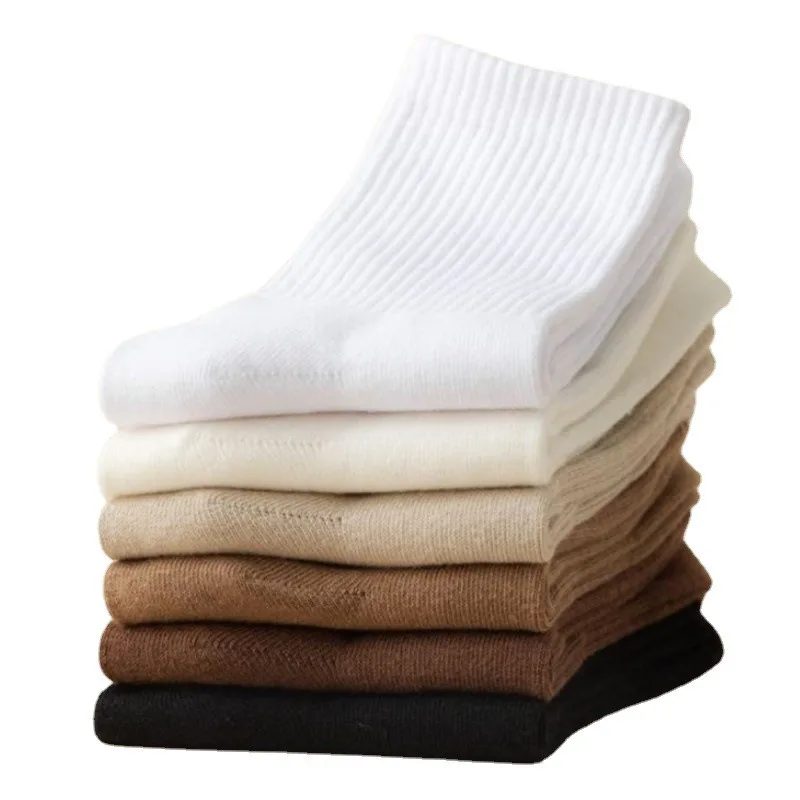 

95% Combed Cotton Socks Men Business Dress Long Socks Casual Solid Color Spring Summer Black White Unisex Socks Comfortable