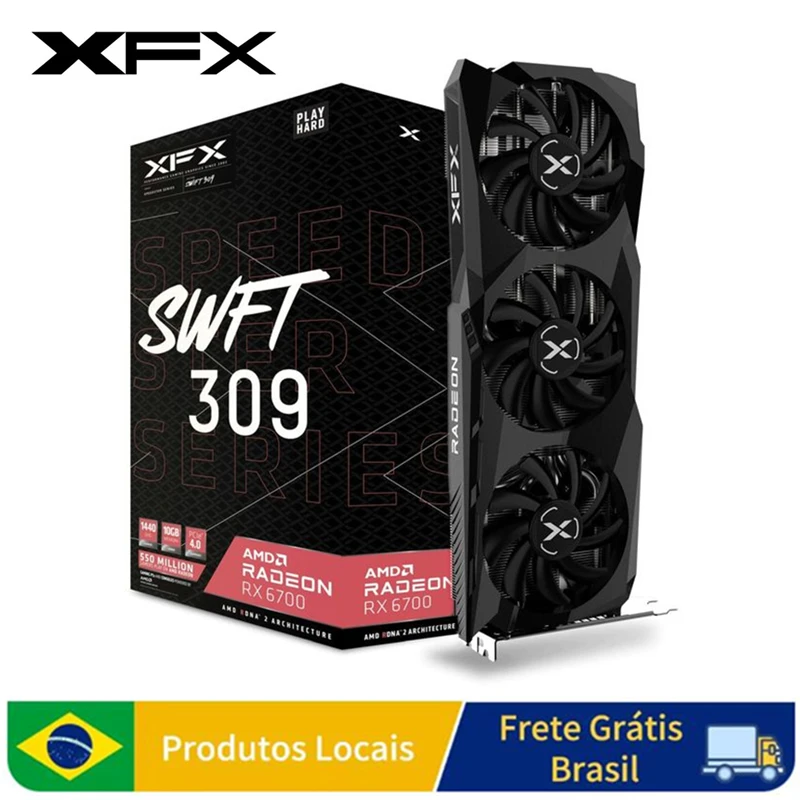 XFX RX 6700 10GB GPU بطاقة الفيديو Radeon AMD RX6700 10GB بطاقة الرسومات ألعاب الكمبيوتر بطاقة الرسومات بطاقة الرسومات