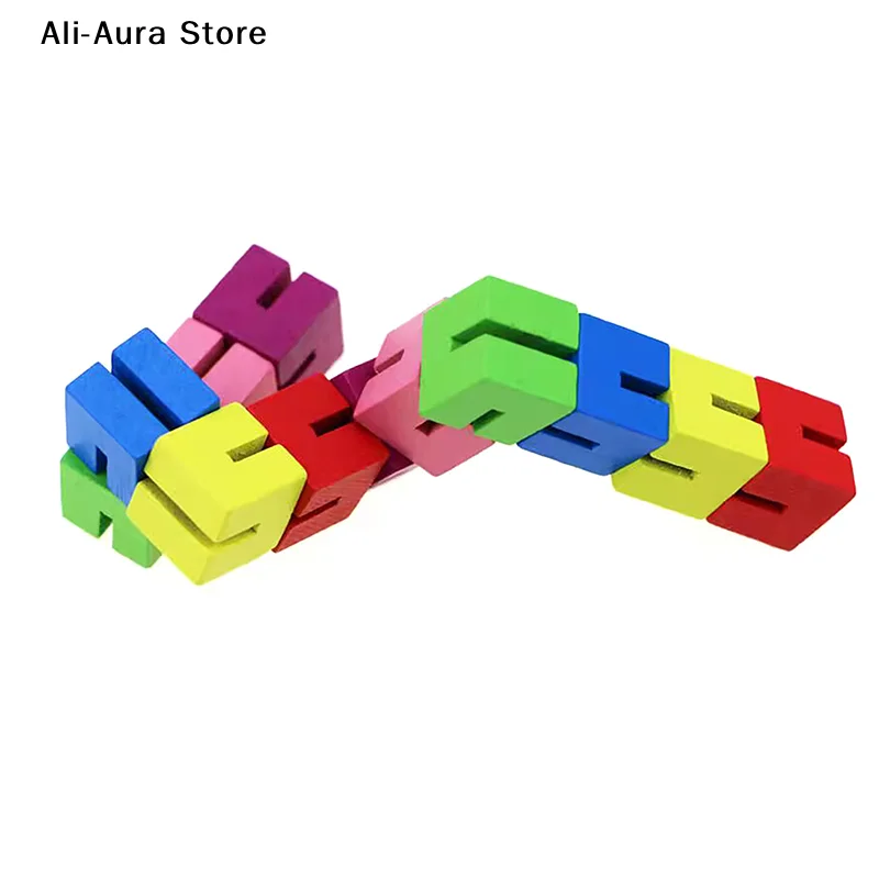 1Pcs Classic Colorful Cube String Wooden Building Block Creative Fidget Stress Relief Toy For Children Toddler Educational Toys