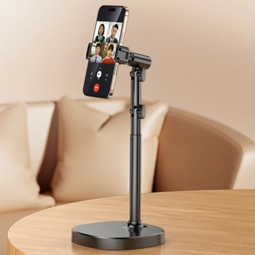 

Adjustable Height Telescopic Phone Stand Stable Base 360° Rotate Desktop Phone Holder Portable Universal Mobile Phone Bracket