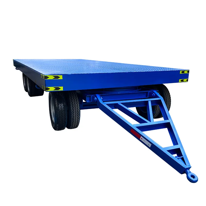 5 tons 10 tons, four-wheel steering, heavy forklift traction flatbed trailer