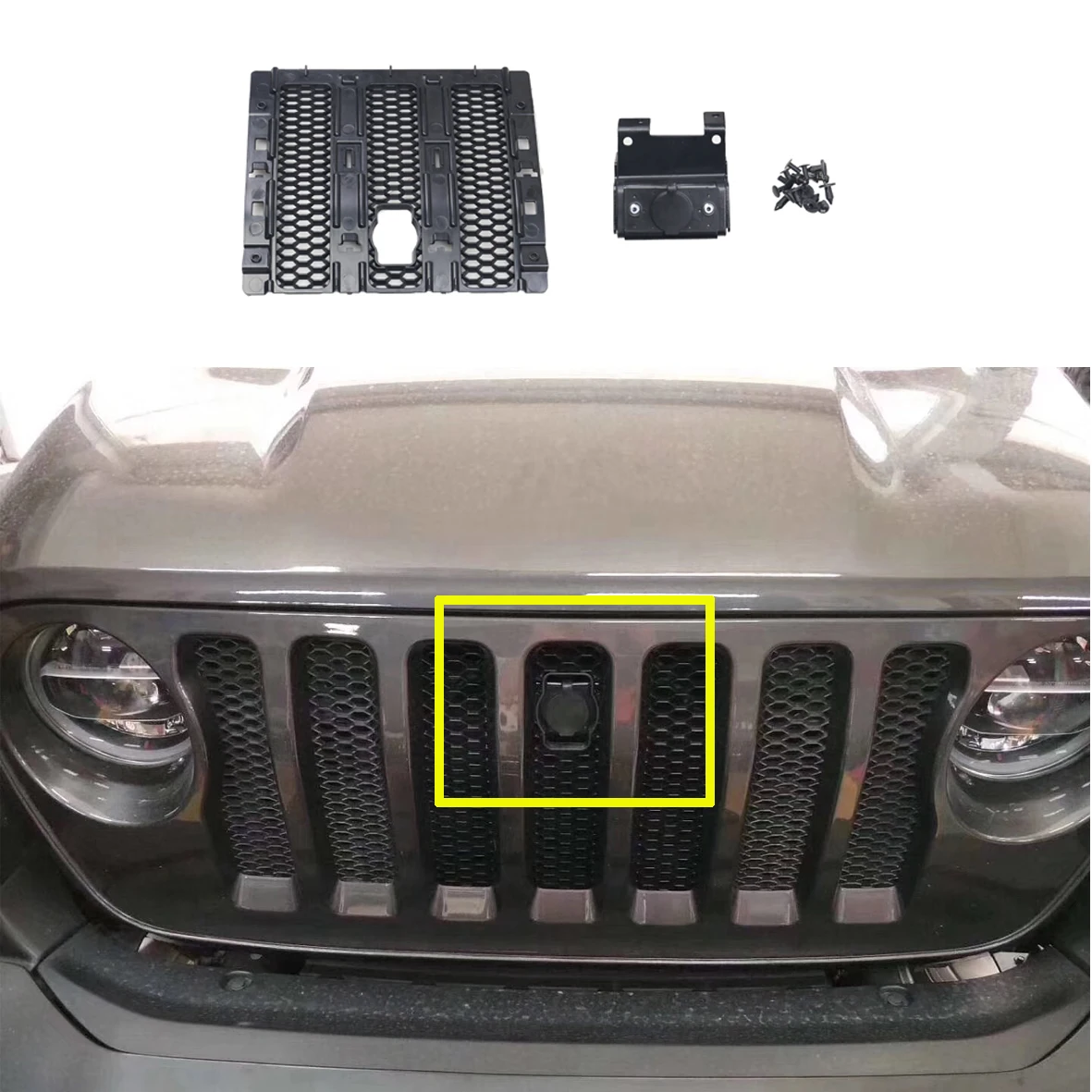 

Lantsun JL1046 front grille grill center lock hood center lock for jeep for wrangler JL 2018+