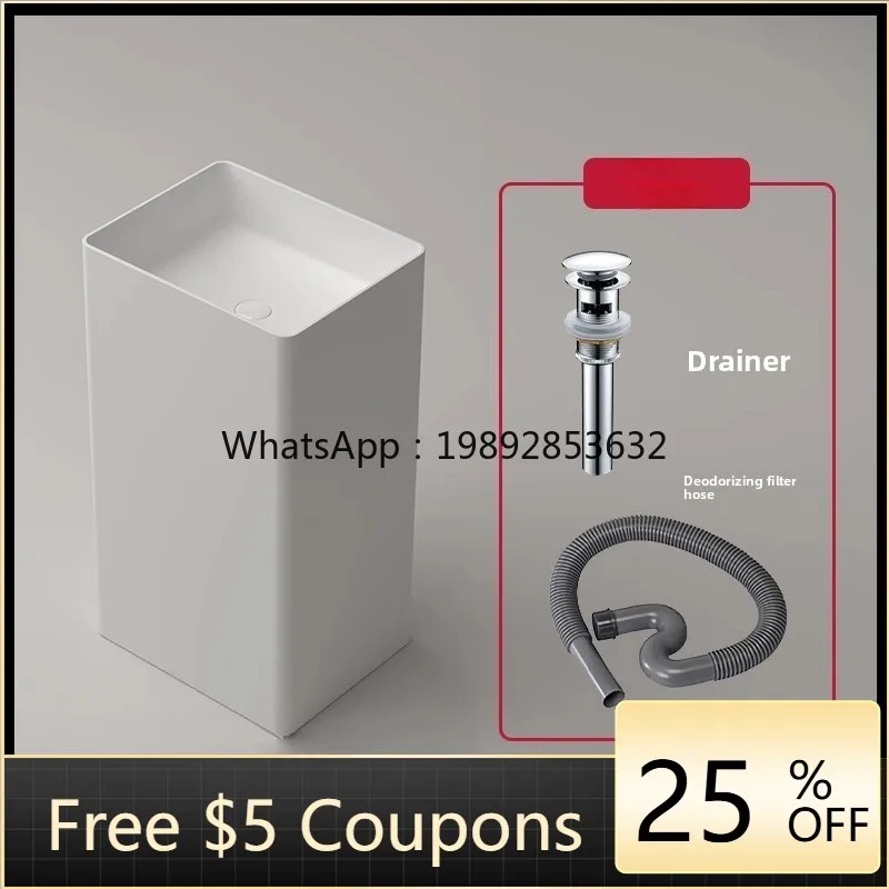LYY artificial stone column basin integrated floor type round face wash basin household column type wash basin