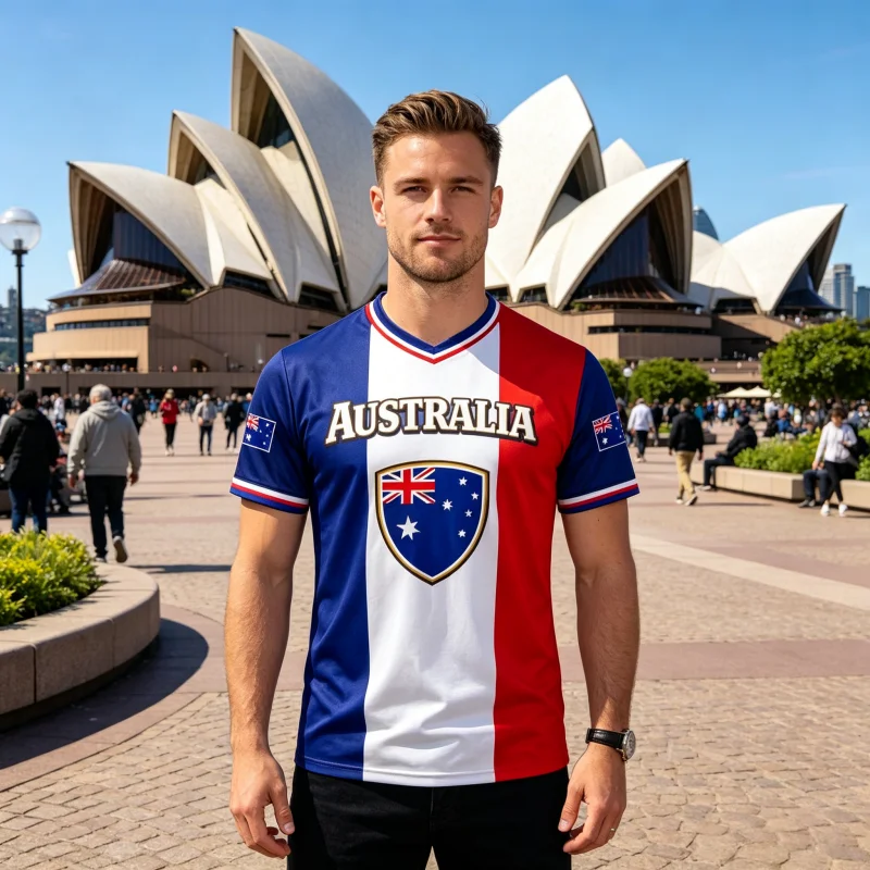 Street Fashion Australia - Camiseta de Futebol Masculina Austrália 2026