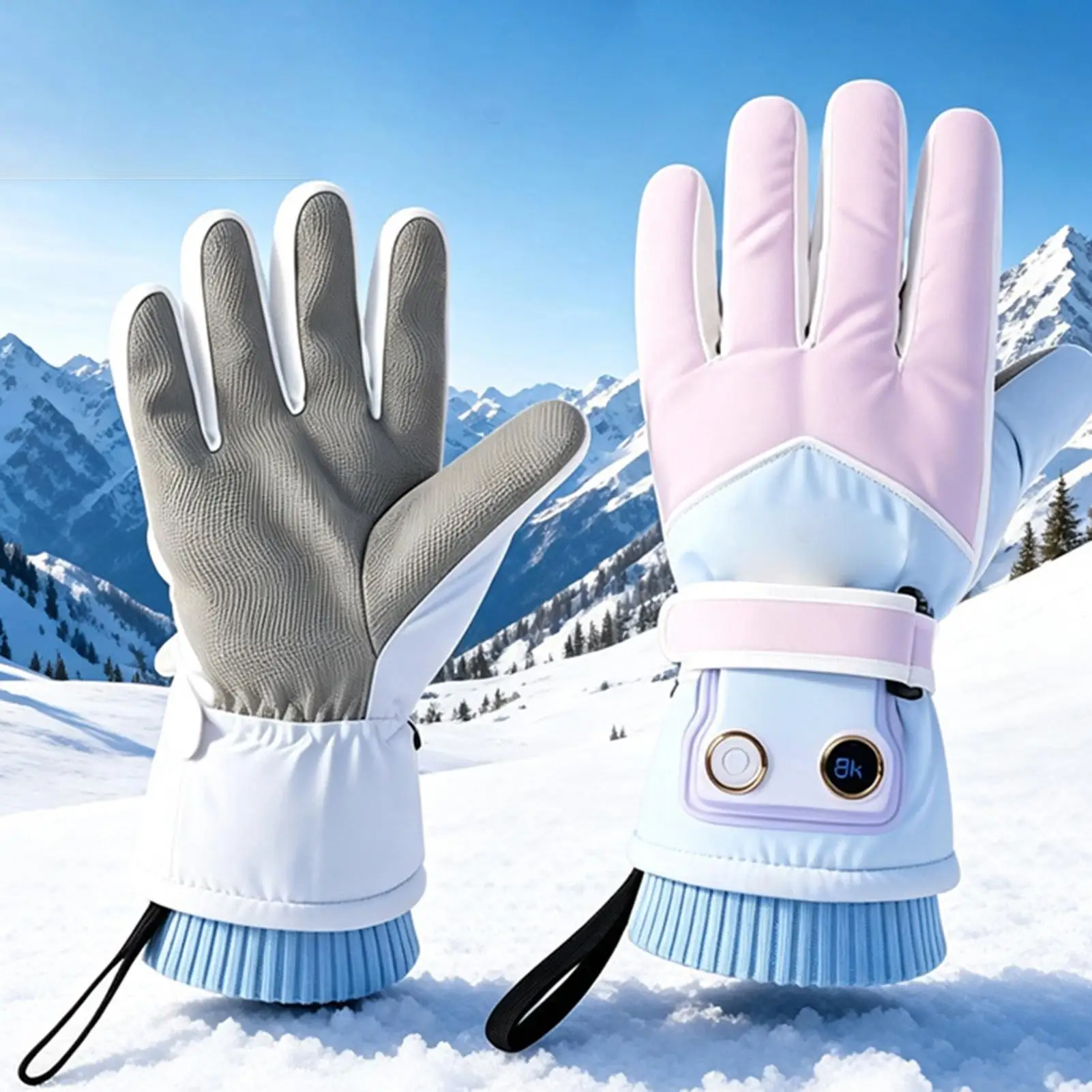 Heated Motorcycle Gloves 3 Levels Touchscreen Waterproof Electric Mitten 1200mAh Battery Rechargeable Ski Gloves For Cycling
