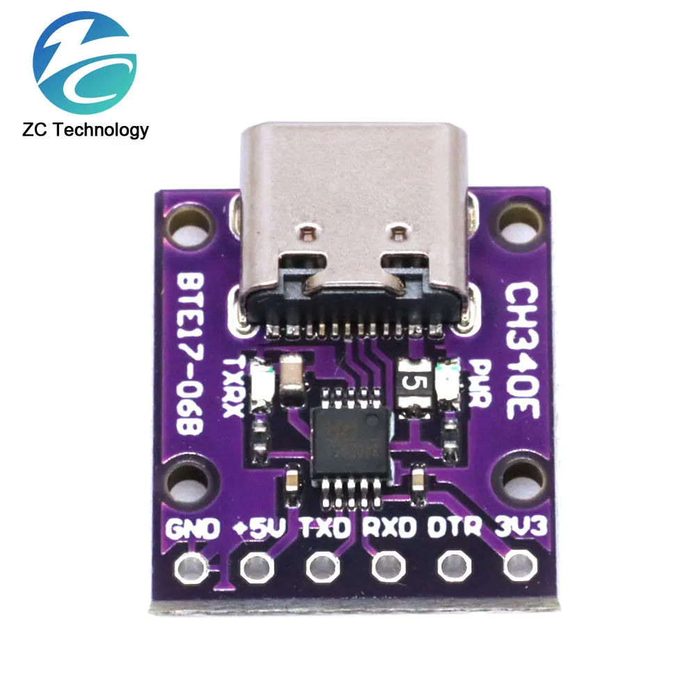 1/5PCS CH340E MSOP10 USB to TTL Serial Converter, 5V/3.3V Alternative CH340G Module TYPE-C Interface For Arduino Pro mini