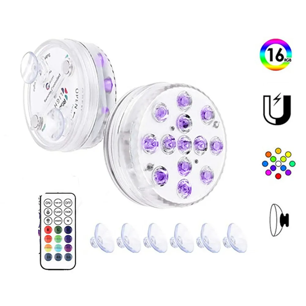 2pcs Halloween LED Pumpkin Lights 13 LEDs Underwater Light 16 Colors Jack-O-Lantern Lights IP68 with Timer RF Remote