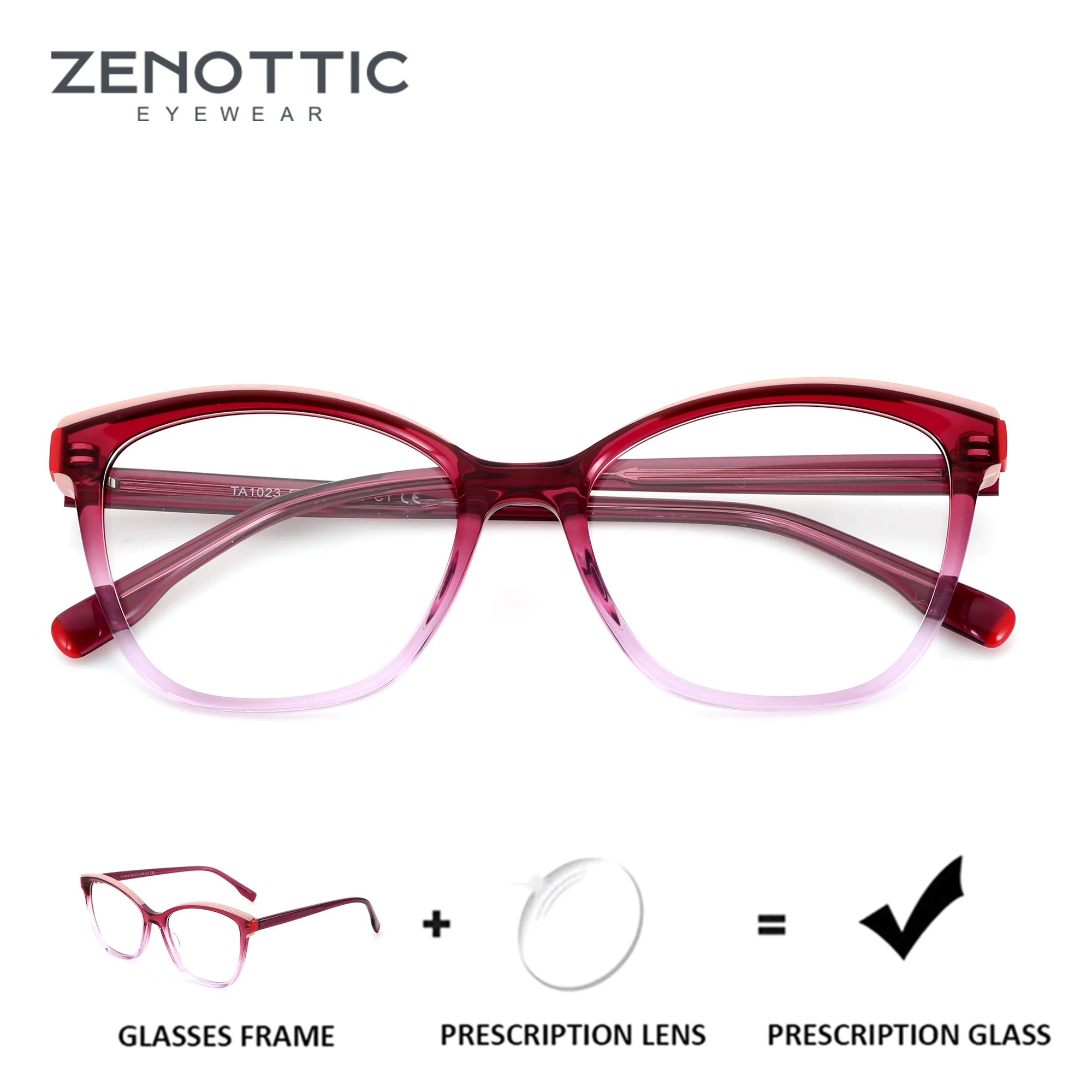 

ZENOTTIC Acetate Butterfly Myopia Prescription Glasses For Women Anti Blue Light Progressive Optical Lenses With Recipe
