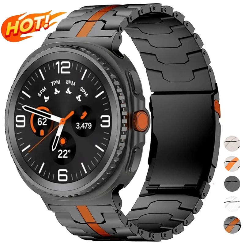 Pulseira de Metal Luxuosa para Samsung Galaxy Watch8 40 44mm, Bracelete Clássico de Titânio para Galaxy Watch Ultra 2025 47mm