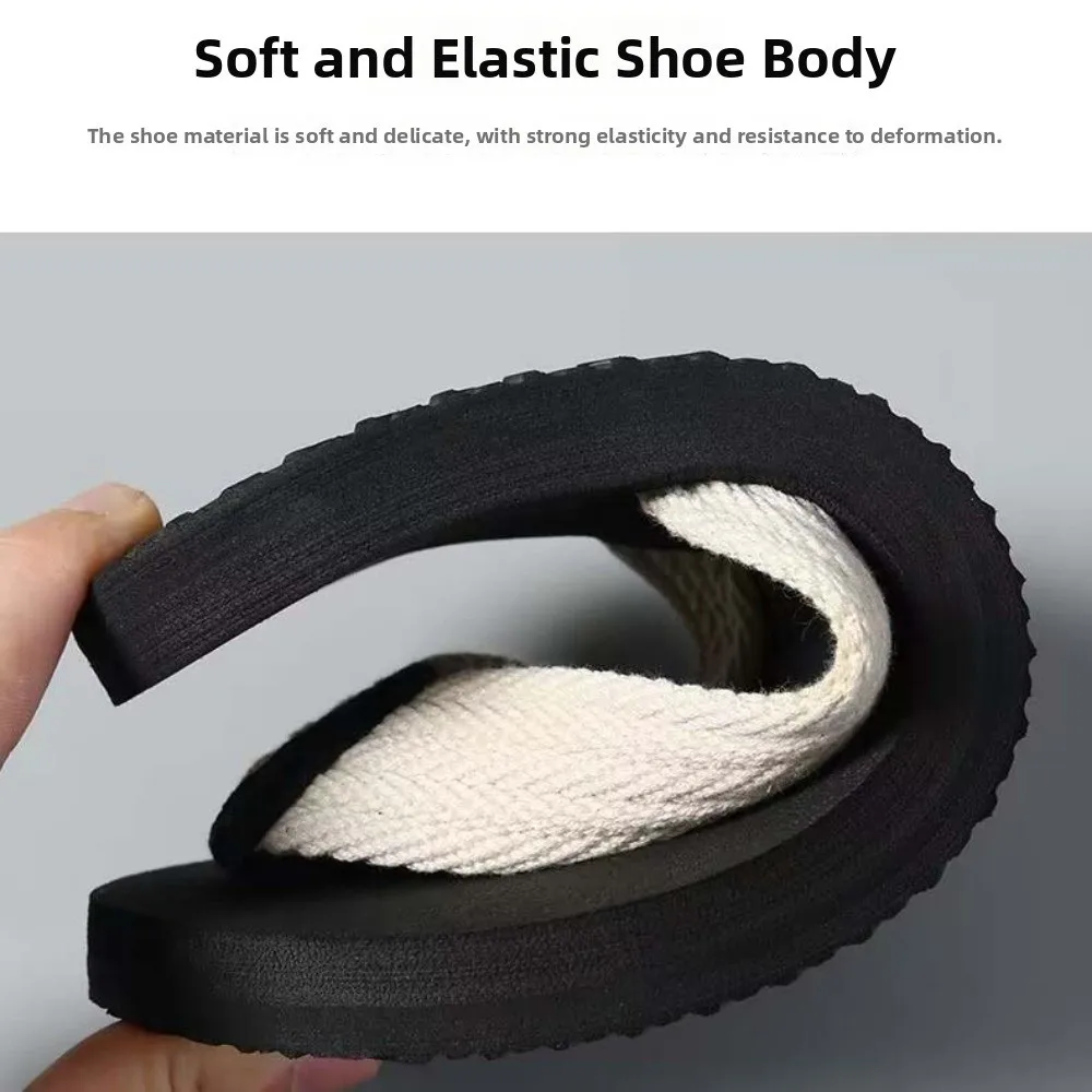 

1 Pair Sandal Soft High Elasticity Flip Flops Anti-slip TPR Flat Bottom Slippers Resilience Thickened Beach Flip Flops Summer