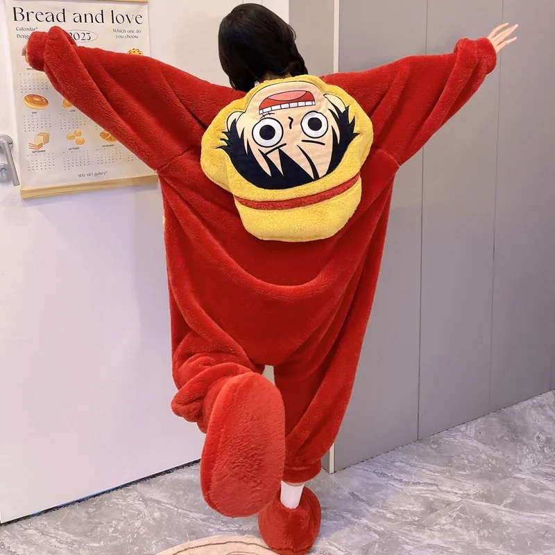 Winter  Nightgown Robe Women Men Funny Cartoon Hoodie Dress Up Party Pajama Thick Soft Korean Loose Warm Home Clothes Nightwear