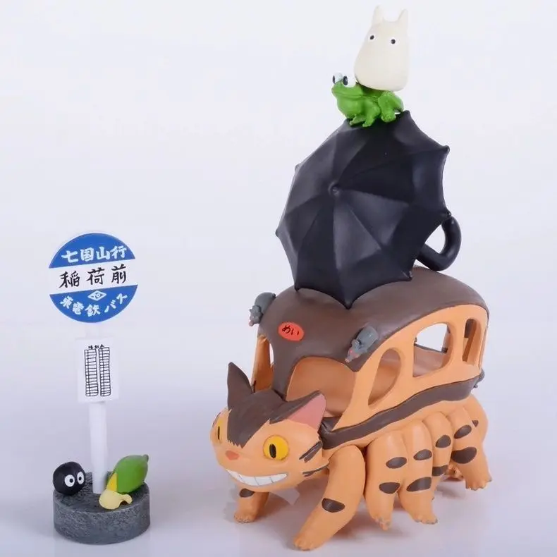 أنيمي جارتي توتورو حافلة الشكل الكرتون البلاستيكية البسيطة لا وجه رجل سلسلة تمثال لطيف عمل لعبة مجسمة غرفة الحلي هدايا الاطفال #3