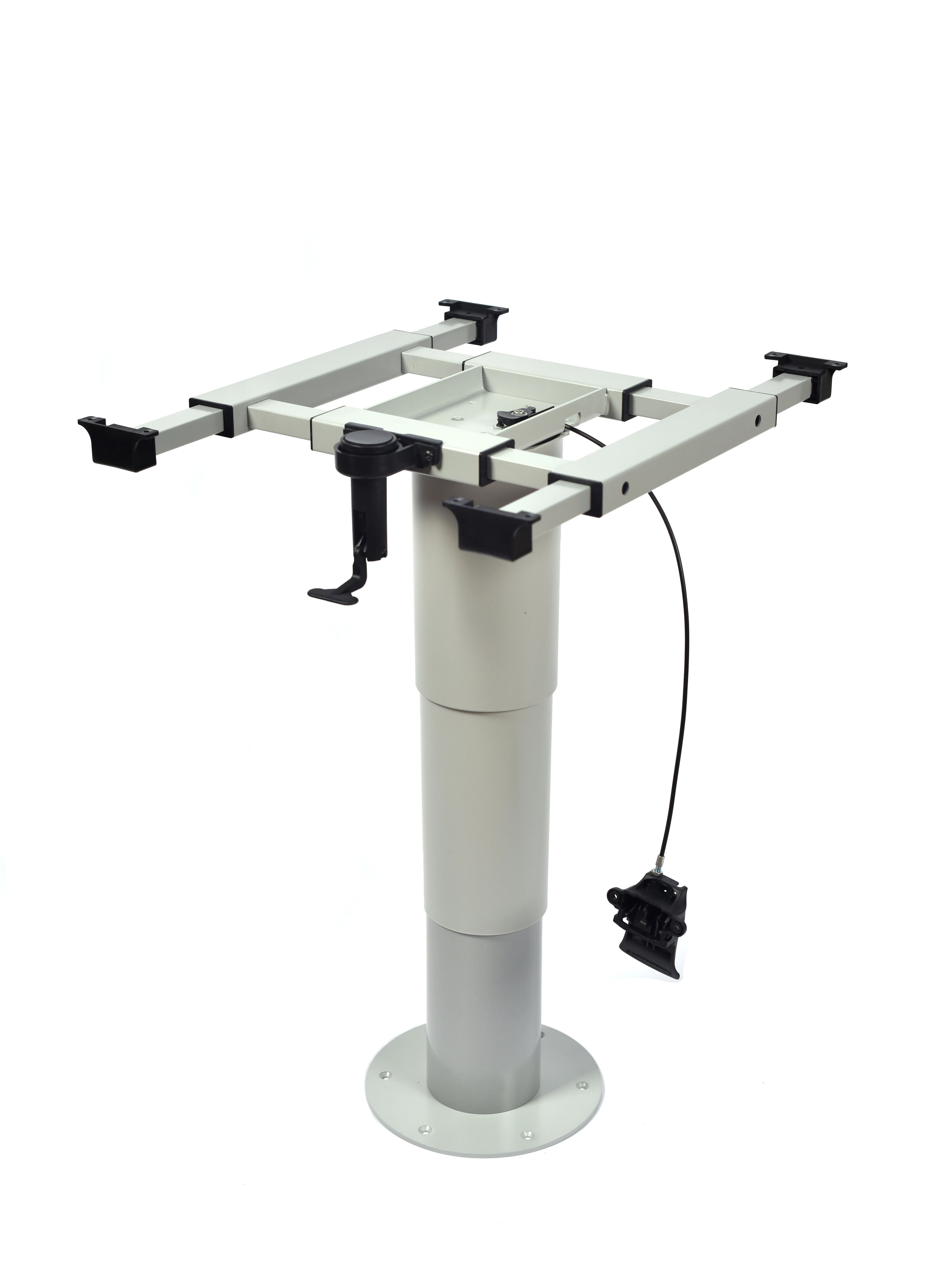 

Customized Top-rated Silver Gray Aluminum Lifting Table Leg With Four-way Translation Frame For Motorhome