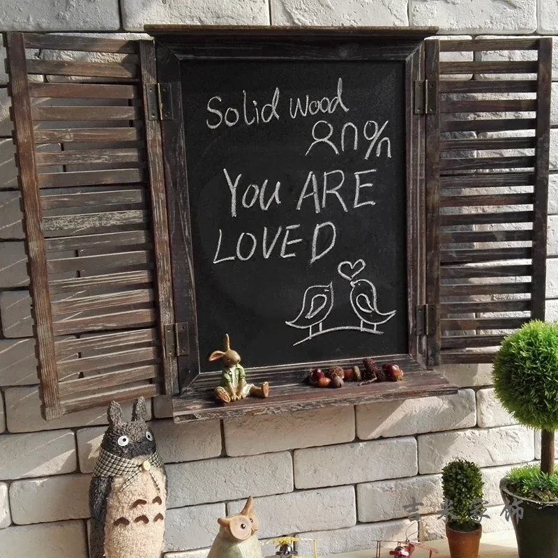 European pastoral American country retro bar coffee shop decoration wooden blackboard wall decoration wall decoration fake windo