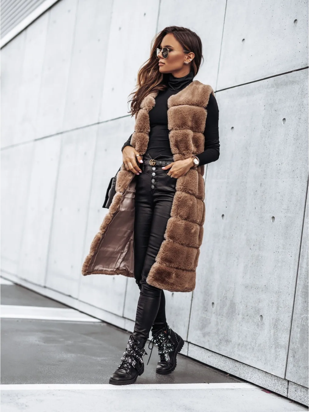Round Neck Coat Vest Regular Fit Elegant Workwear with Office Style Long Length Commuter Chic Autumn Winter Women Winter Jacket