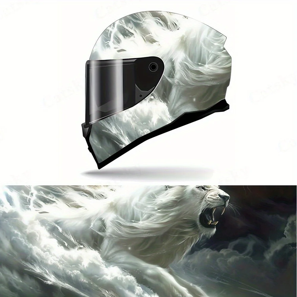 

Artistic magical fantasy white lion Full helmet Wrap Sticker Motorcycle helmet Racing graphic Decal Vinyl wrap helmet decal