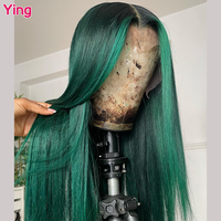 Highlight Emerald Green Colored 200% Bone Straight 13x4 13x6 Lace Frontal Wigs Human Hair PrePlucked 5x5 Closure Wigs For Women