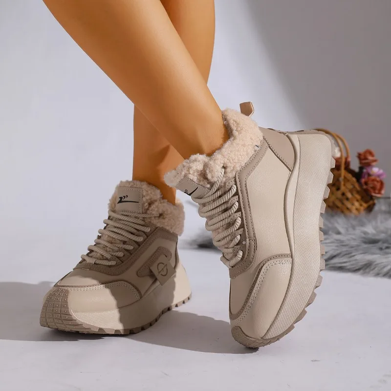 

2025 г., женская новая осенне-зимняя универсальная обувь из плотного хлопка, универсальная повседневная простая удобная спортивная обувь