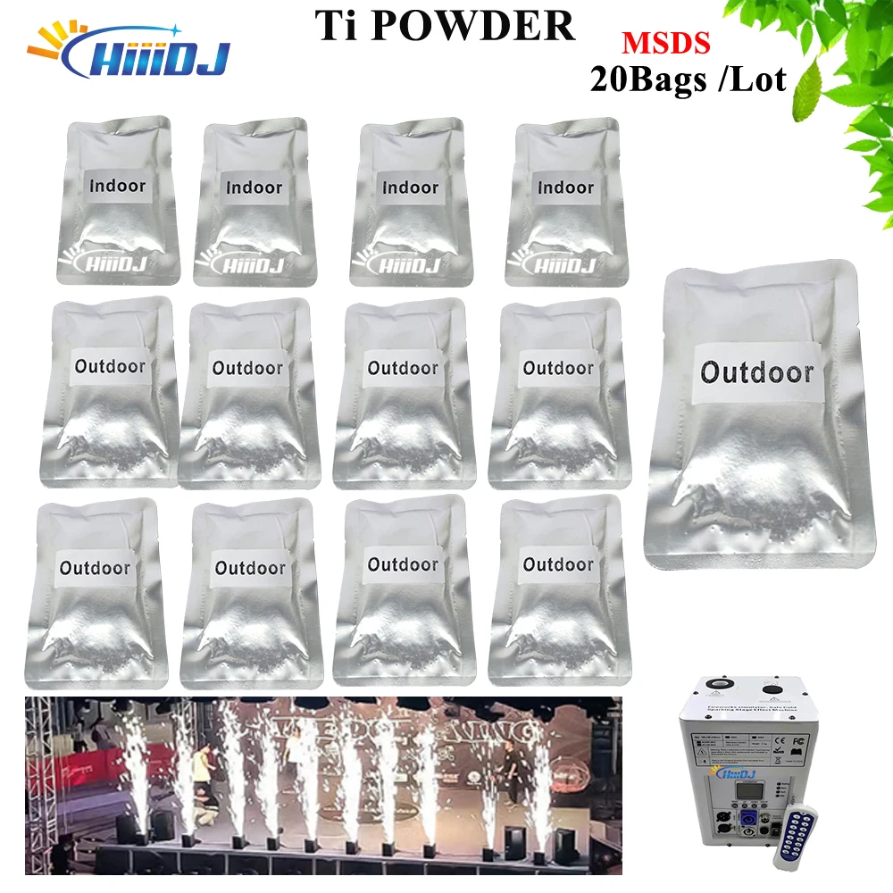 20 حقيبة Ti مسحوق شرارة باردة 200 جرام لحفلات الزفاف آلة داخلي خارجي الغبار MSDS شهادة للمرحلة ضوء حفلة DJ