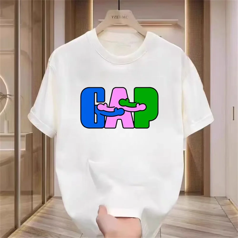 

2025 New Summer Luxury Men's Fashion G-A-P Printed T-shirt Pure Cotton Round Neck Casual Trend Y2K High-end High Quality