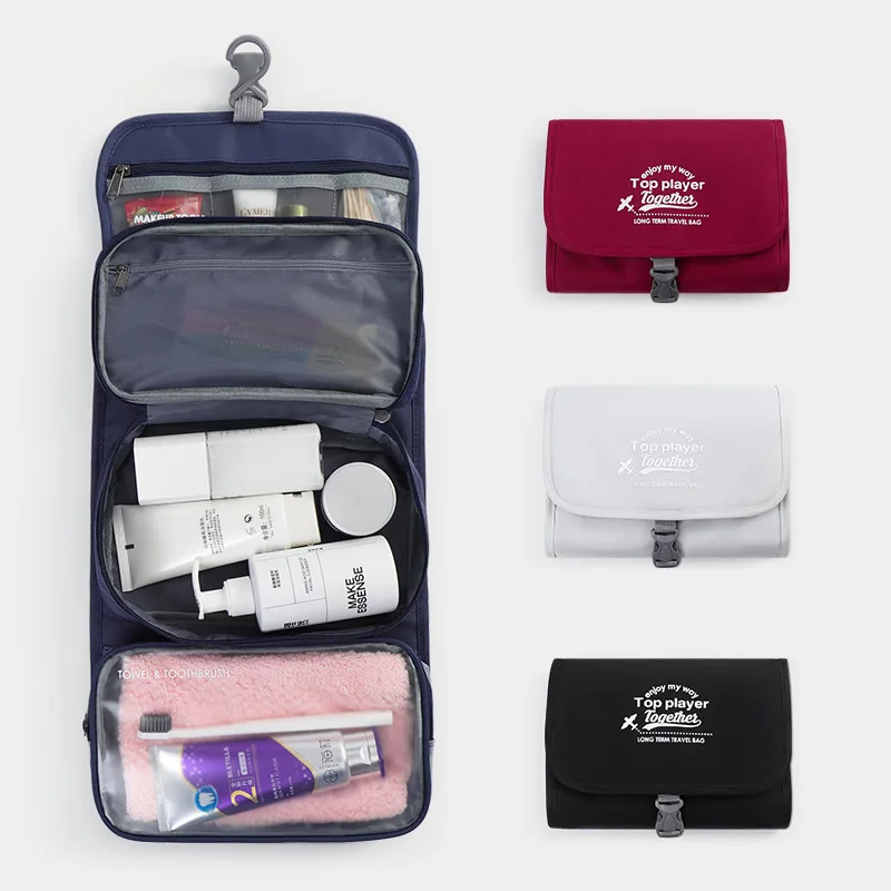 3-in-1 Hanging Portable Toiletry Bag Waterproof Travel Makeup Cosmetic Bag Dry And Wet Separation Storage Bag Travel Organizer