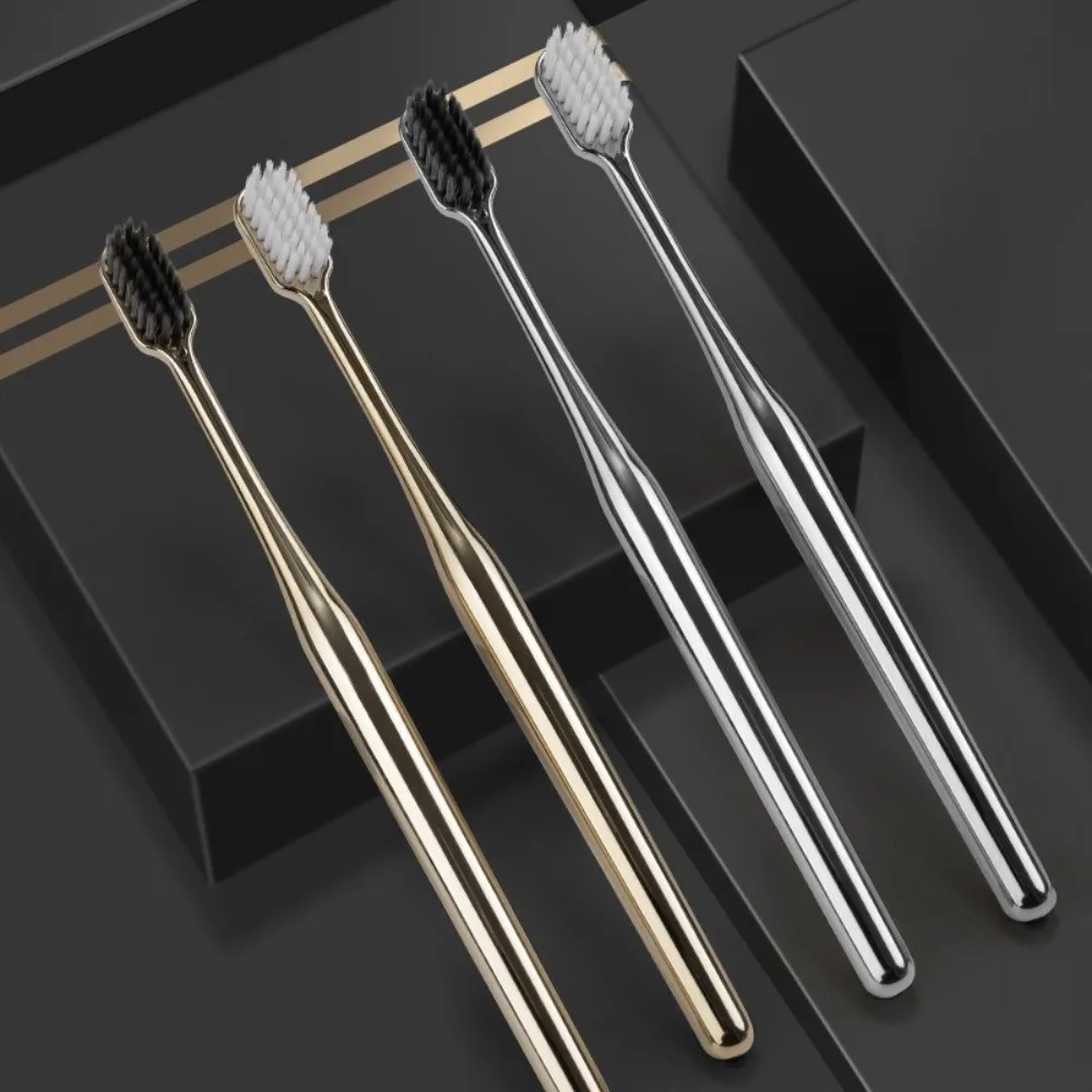 Oral Care Luxury Manual Toothbrush Gold Silver Soft Bristles Dental Brushes Portable Dental Care Adult Tooth Brush Adult Use