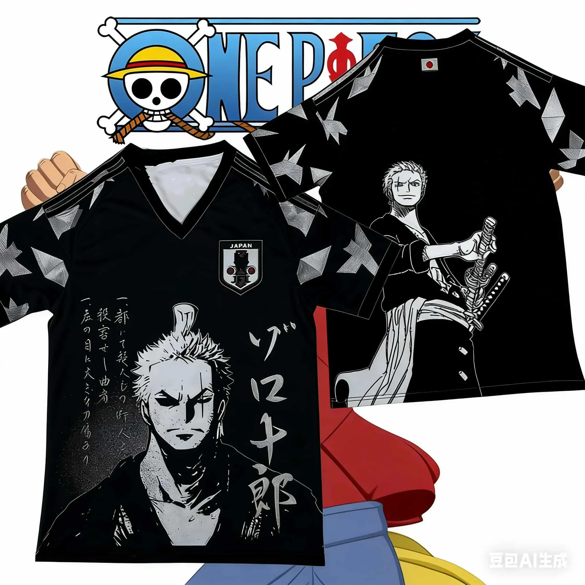 Latest Anime One Piece Japan Football Jersey Sauron Fans Edition Jersey Luffy Special Edition Breathable Kids/Mens T-Shirt