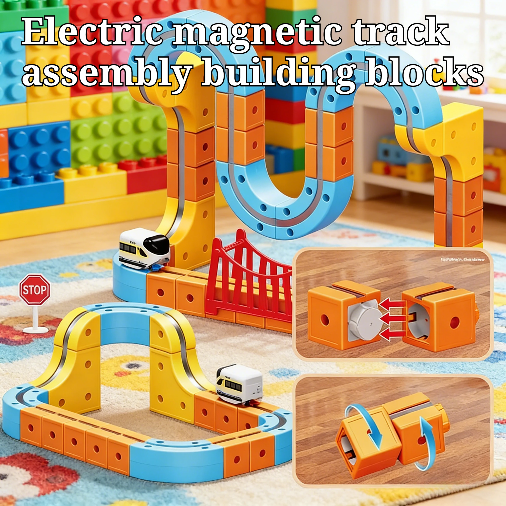 Elektrische magnetische zuigkracht magische baankubus veelzijdige magnetische montagebaan speelgoedauto cadeau voor kinderen Monteer een racebaan