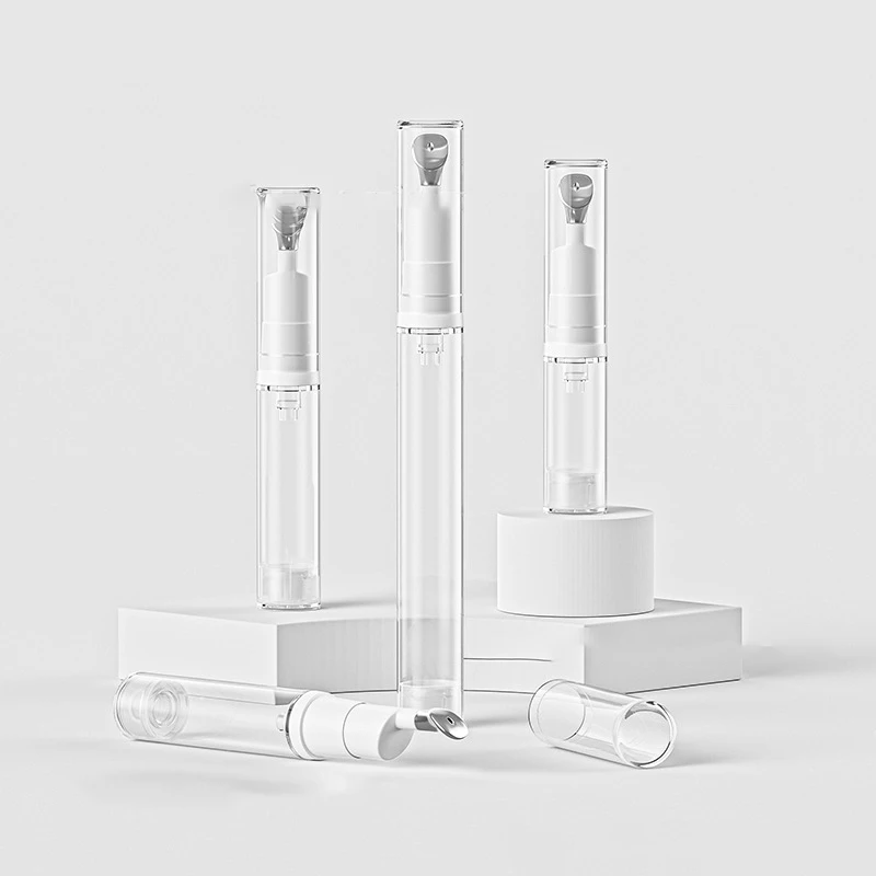 Luxury Plastic 5/10/15ml Eye Gel Cream Container Flat Applicator Airless Eye Cream Bottle With Metal Tip Head image 2