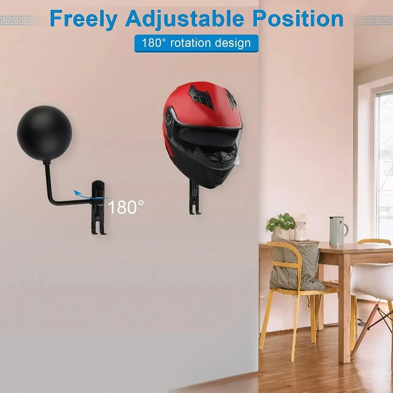 

‌Garage Helmet Storage Rack – 180° Swivel Motion & Reinforced Metal Bracket