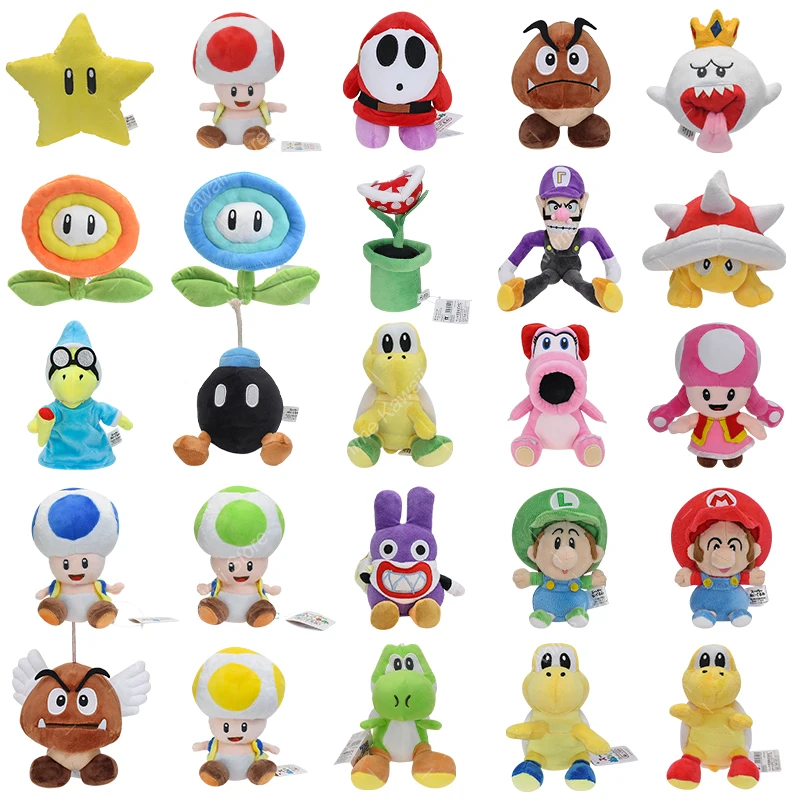 41 Styles Mario Plush Toys Yellow Star Yoshi Shy Guy Waluigi luiji Princess Peach Koopa Troopa Toad Spiny Goomba Stuffed Plush