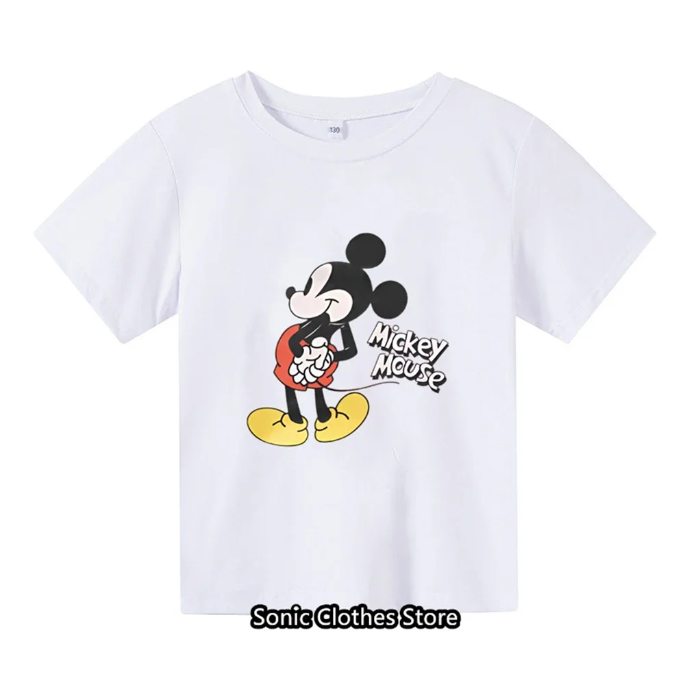 Kawaii Mikey Mouse T-shirts 3-14 Ys Children Fashion T Shirt Kids Girls Tops Kid Gril Short Sleeve Summer Men Women Clothing